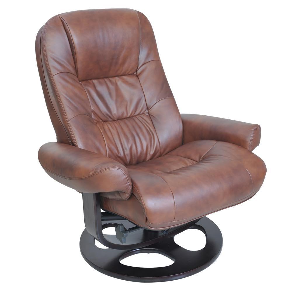 Bowery Hill Contemporary Leather Recliner in Vintage Brown Finish