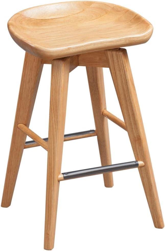 24" Bali Swivel Counter Height Barstool Hardwood/Natural - Boraam: Flared Legs, Backless Design