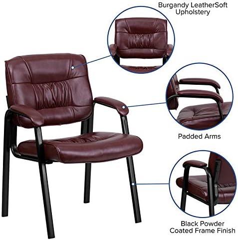 Flash Furniture Haeger LeatherSoft Tufted Executive Reception Chair with Padded Armrests, Burgundy