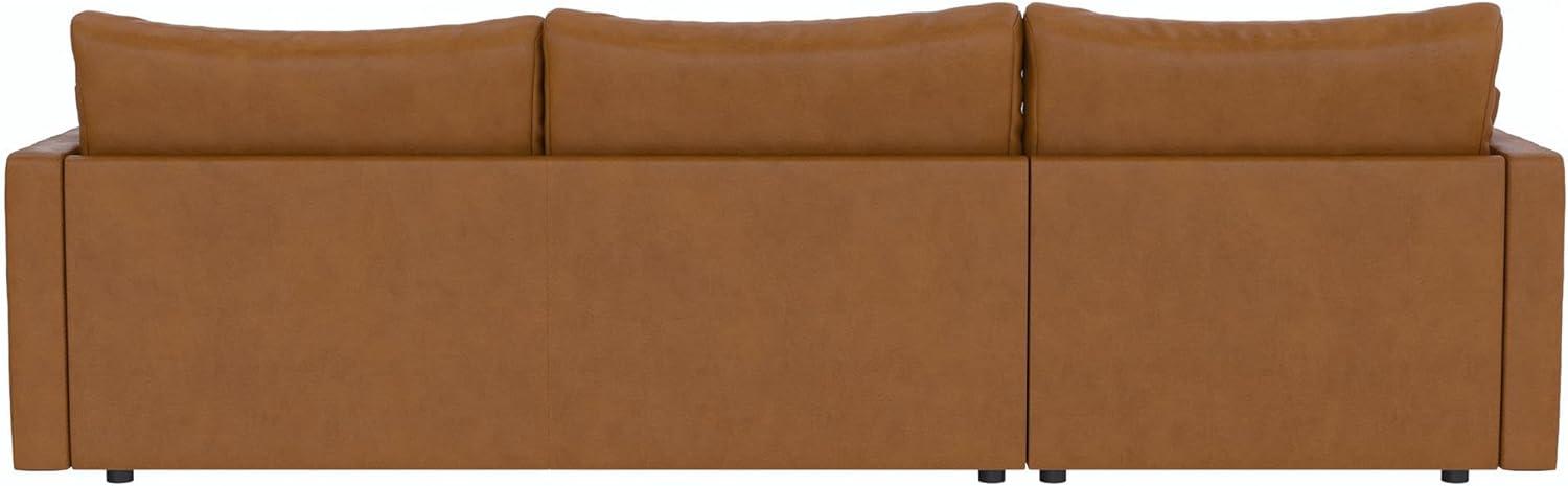 Dorel Living Kindra Sectional Sofa, Camel Faux Leather