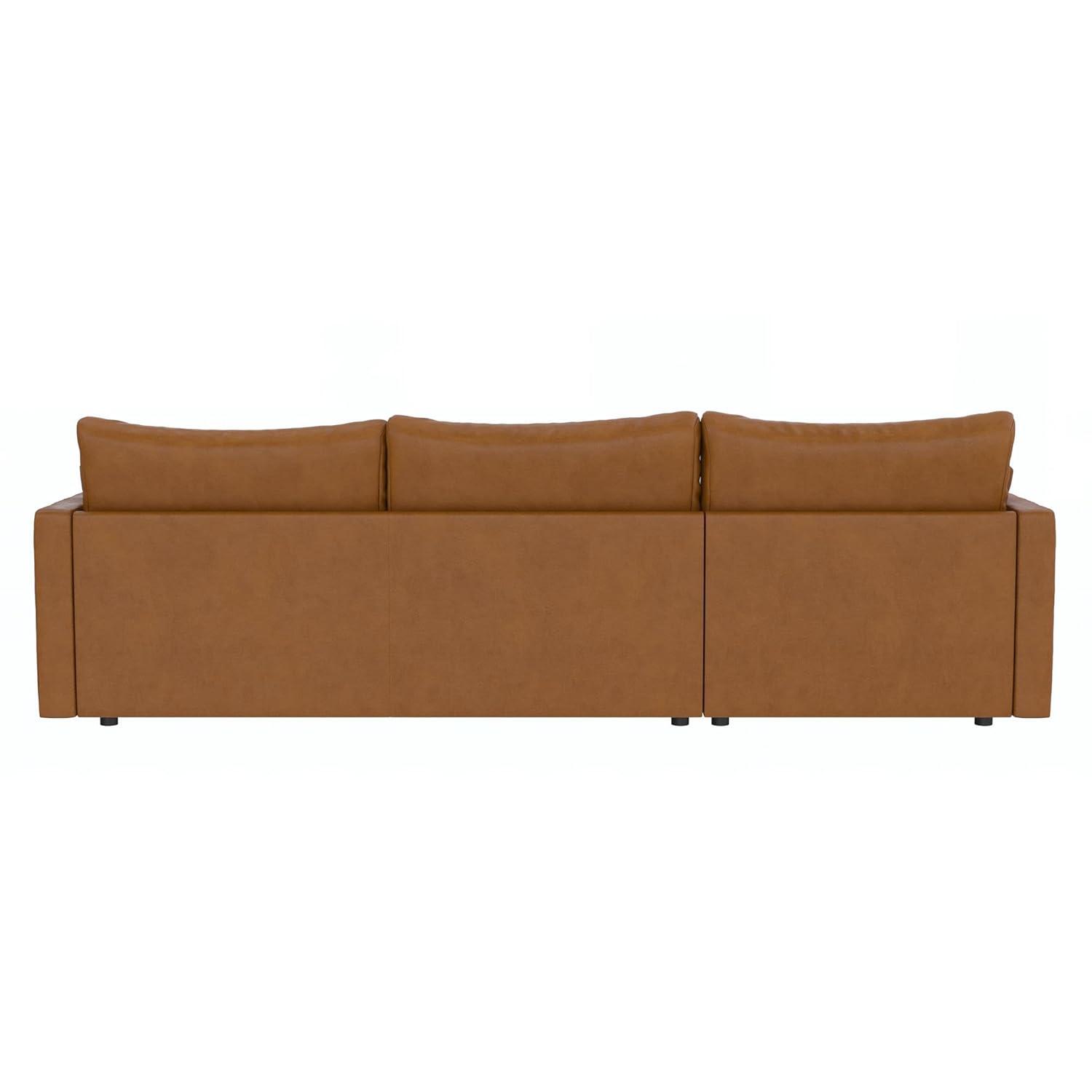 Dorel Living Kindra Sectional Sofa, Camel Faux Leather