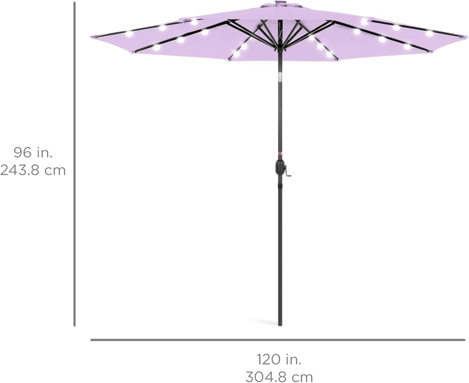 Lavender 10ft Solar LED Lighted Patio Umbrella with Tilt Adjustment