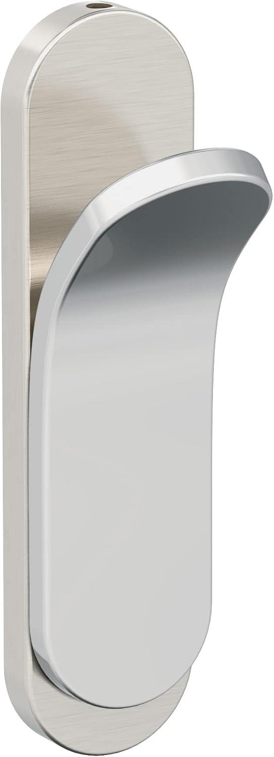 Amerock Unison Contemporary Single Prong Satin Nickel/Polished Chrome Wall Hook