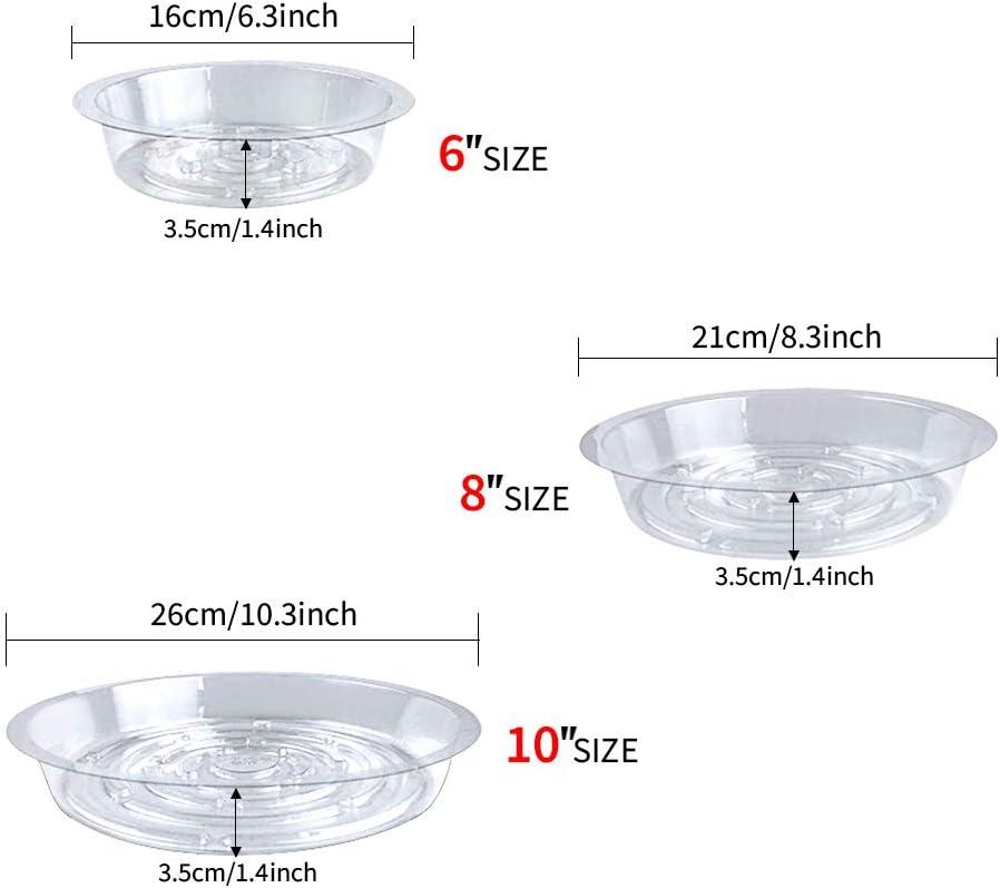 Tecmisse 25 Pack Clear Plastic Plant Saucer Drip Trays, Large Plant Plate Dish, Plastic Plant Pot Saucers Flower Pot Set for Indoor Flower Pots and Planters, Assorted Sizes(6, 8, 10 Inch)