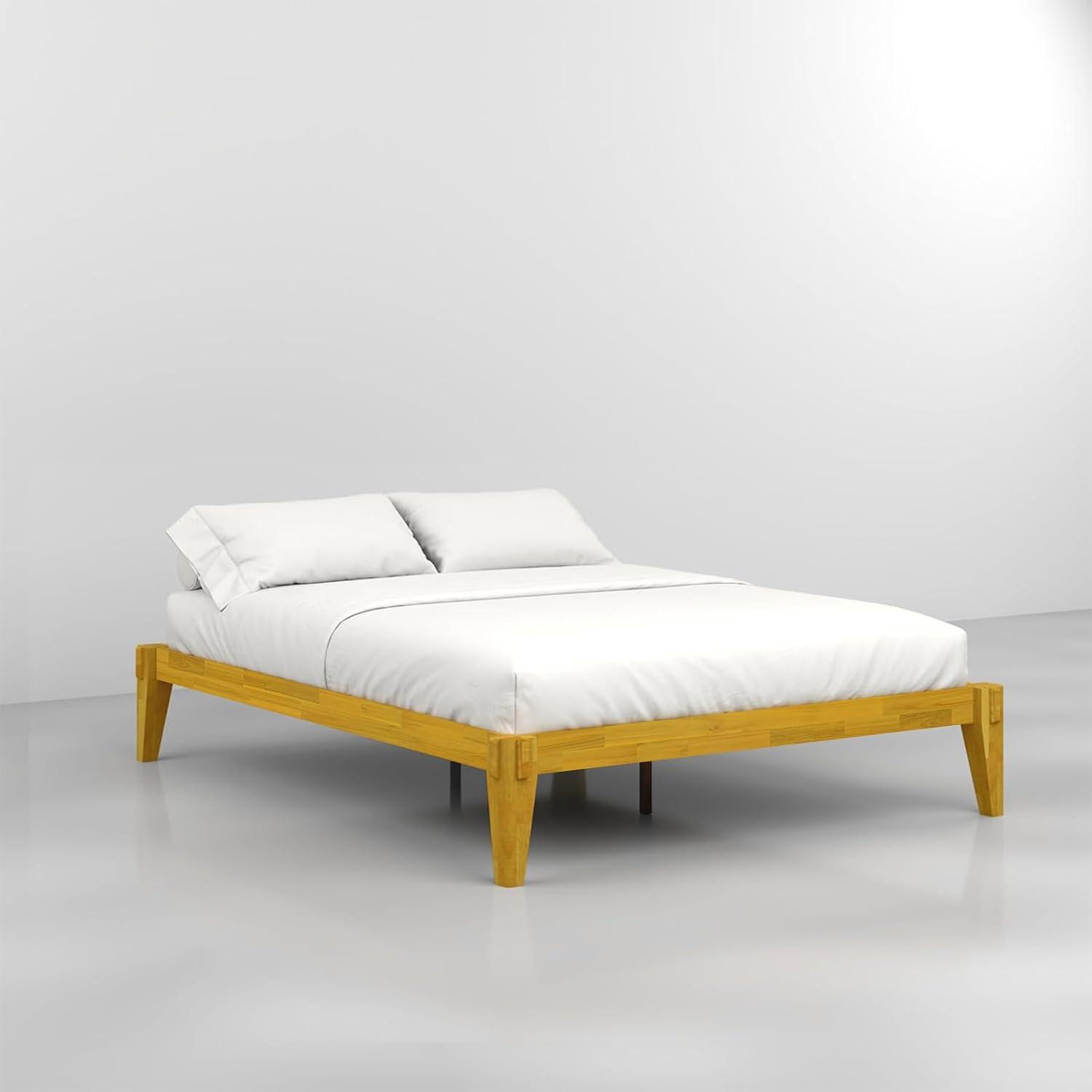 Natural Wood King Platform Bed Frame with Storage