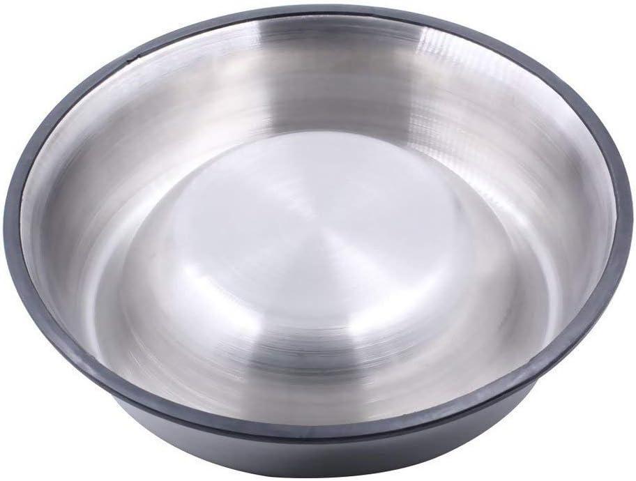 No Spill Dog Feeder Bowls, Stainless Steel with Rubber Mat, Set of 2,