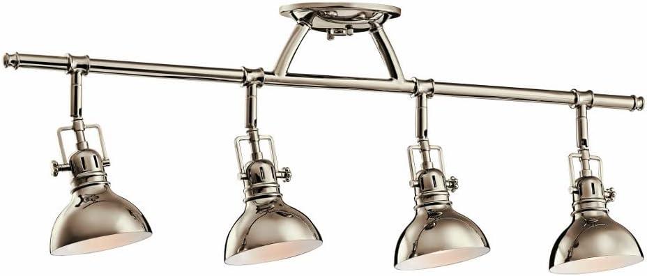 Polished Nickel 31.25" Modern Halogen Ceiling Light with Clear Fresnel Lens