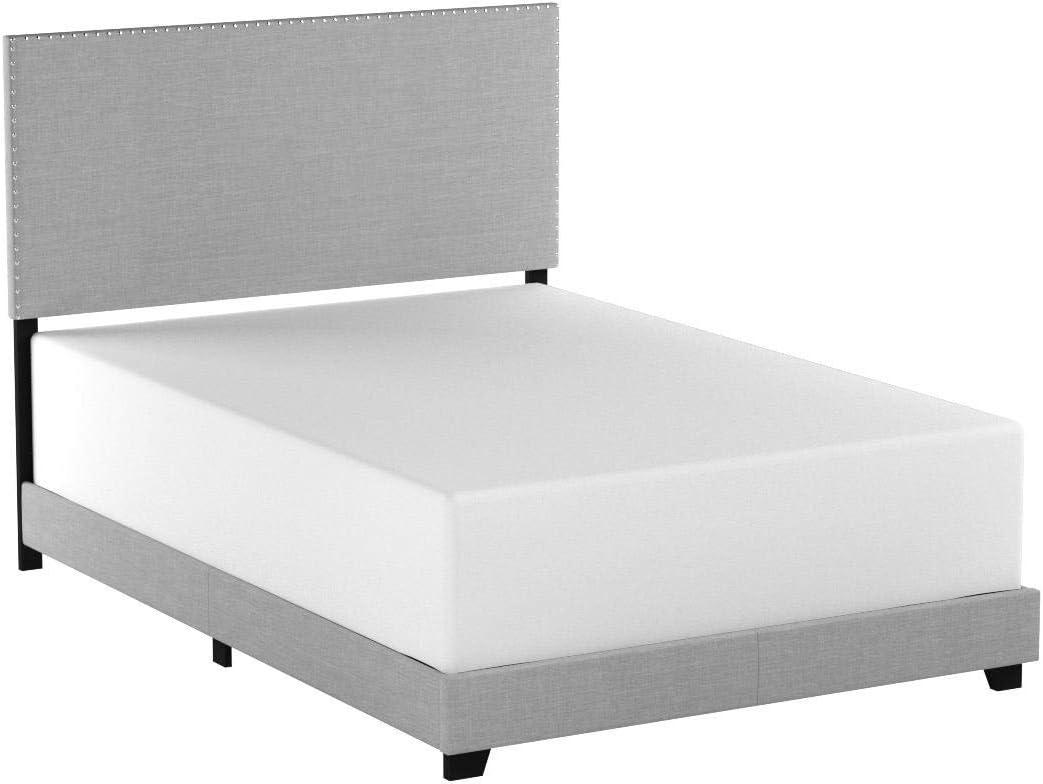 Crown Mark Erin Gray Upholstered Bed with Nail Head Trim, Full