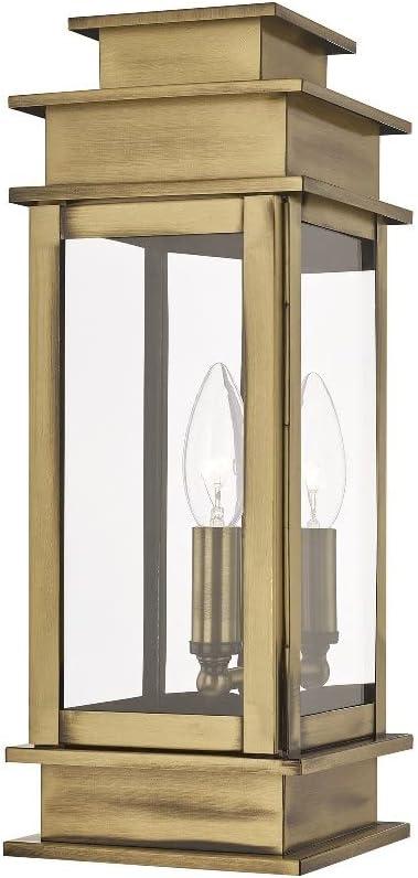 Antique Brass Clear Glass Outdoor Wall Lantern