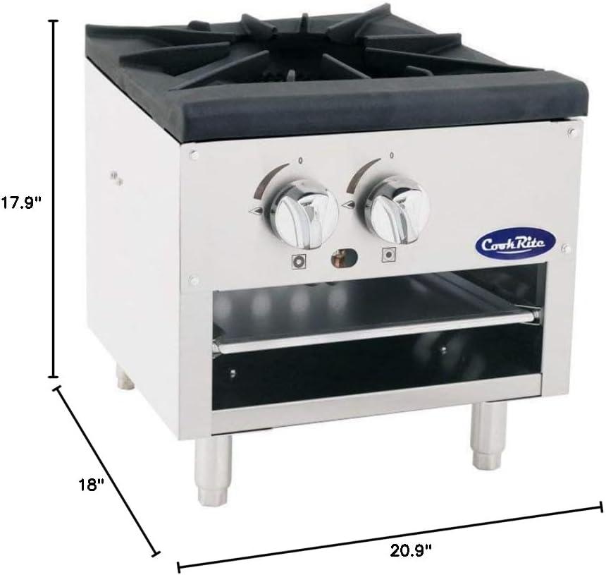 Stainless Steel Countertop Single Stock Pot Stove with Knob Controls