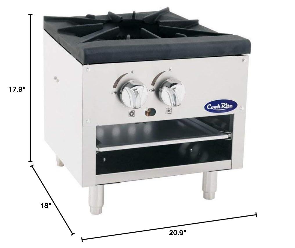 Stainless Steel Countertop Single Stock Pot Stove with Knob Controls