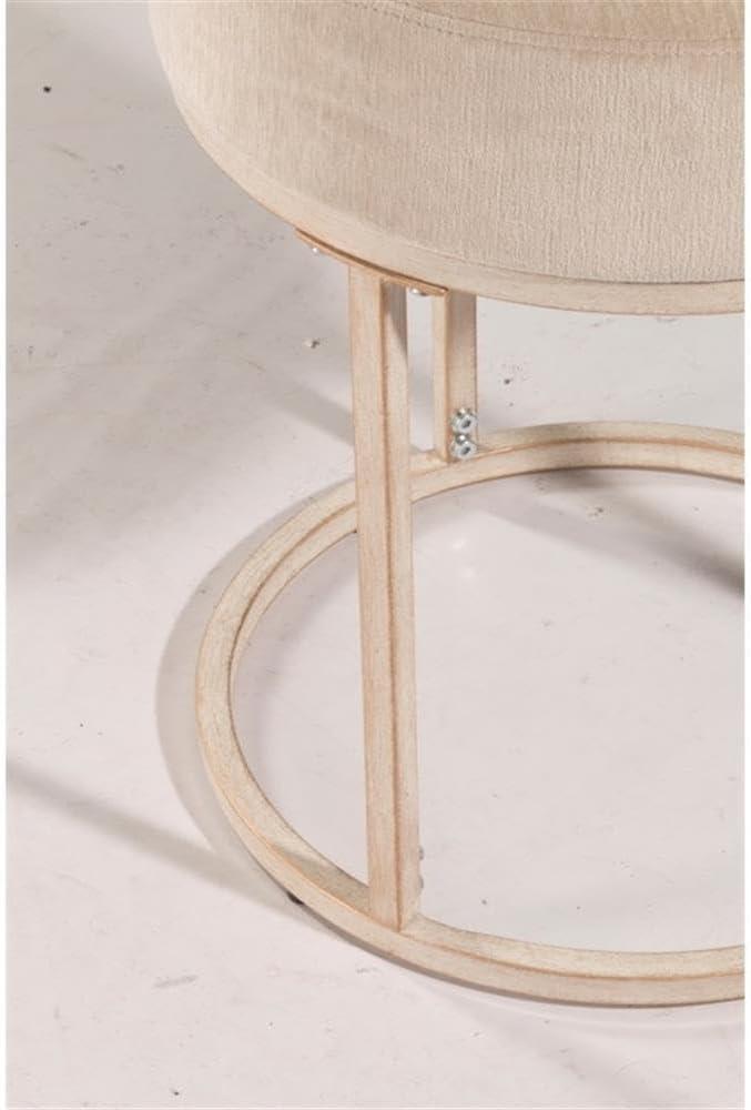 18" Swanson Backless Upholstered Metal Vanity Stool Bone White - Hillsdale Furniture: Round Padded Seat, Modern Design