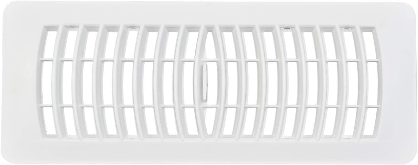 Imperial 4-inch x 12-inch White Plastic Louvered, Floor Register, Rectangular, Household Vent Cover
