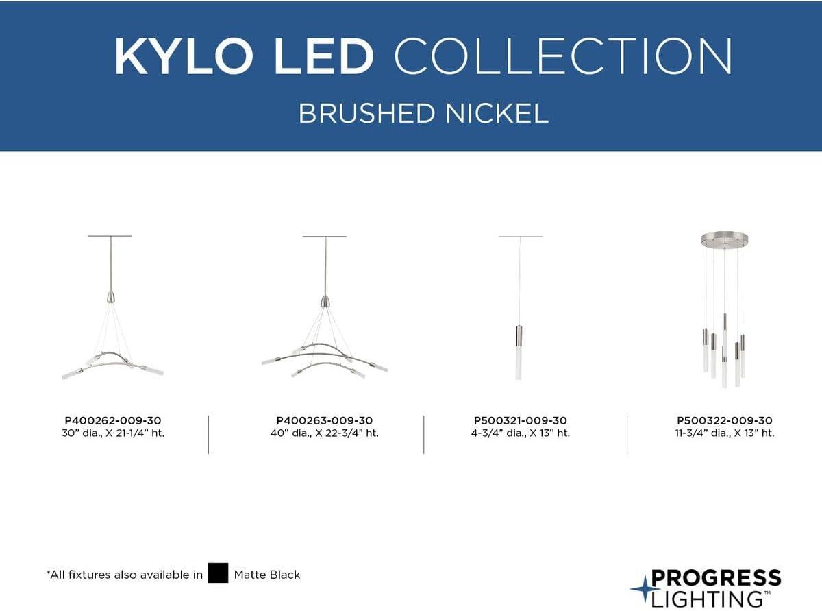 Progress Lighting Kylo 1-Light LED Brushed Nickel Modern Hanging Pendant with Frosted Acrylic Shade