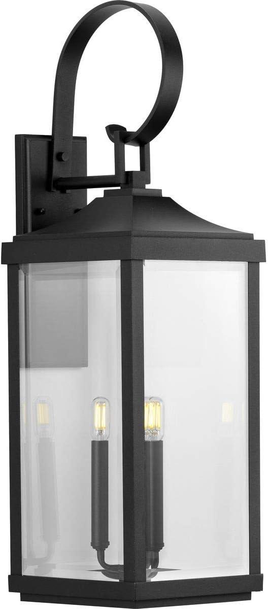 Progress Lighting Gibbes Street 3-Light Wall Lantern in Antique Bronze with Clear Beveled Glass