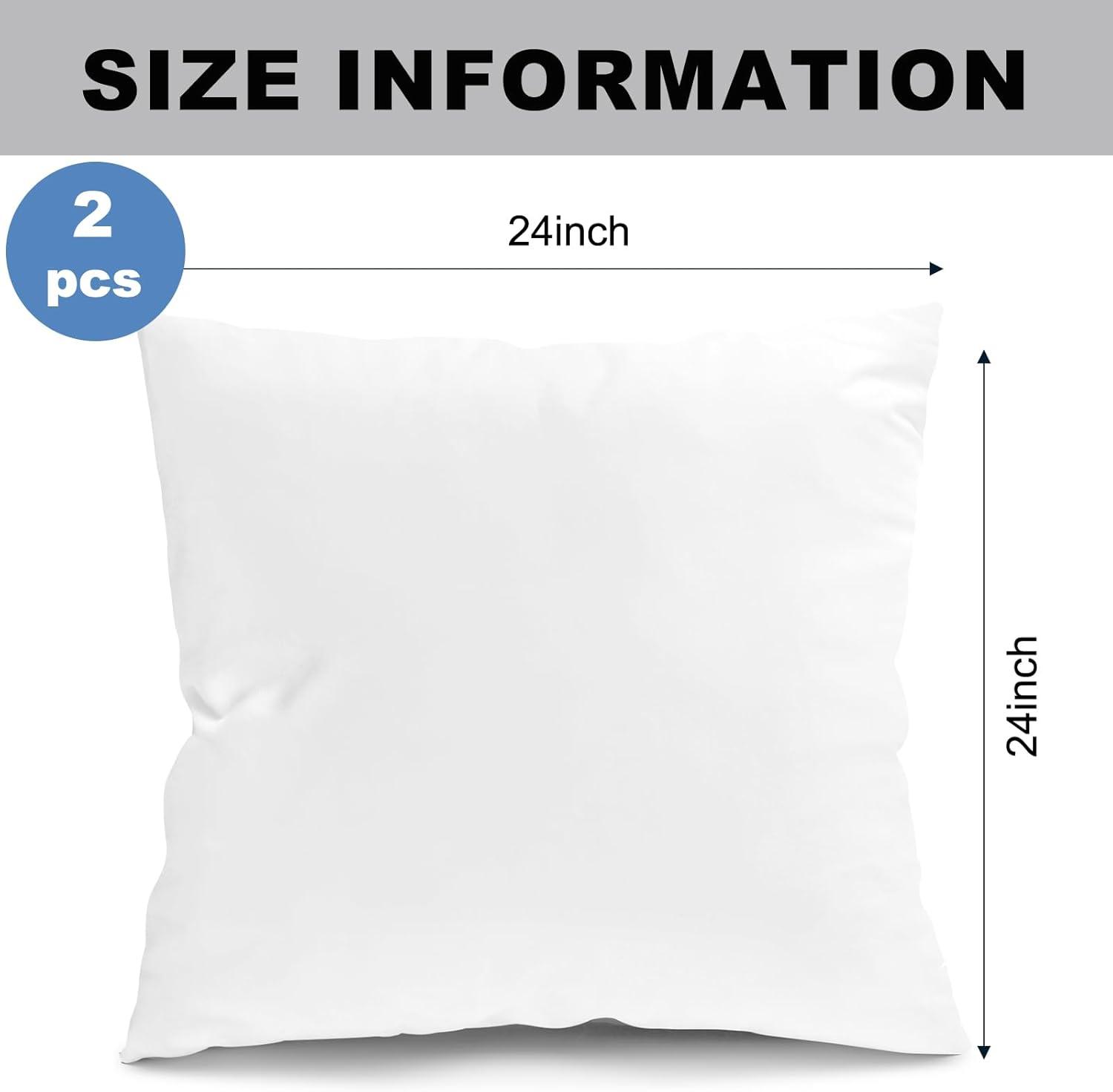 24x24 White Cotton Euro Pillow Inserts with Memory Foam Fill - 2 Pack