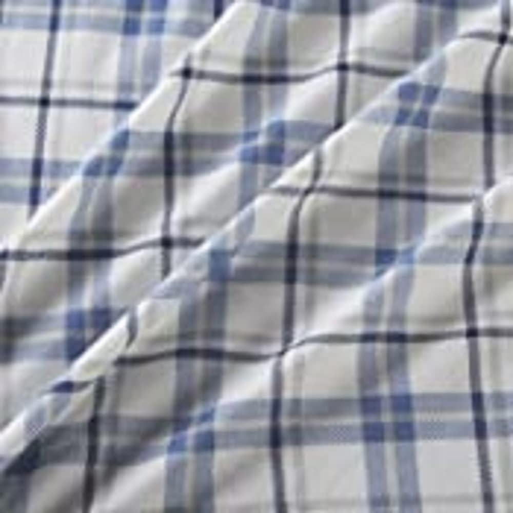 Comfort Spaces King Sheet Set, Flannel Bed Sheets King, 100% Cotton Bed Sheets Set with Deep Pocket, 4-Piece Plaid Blue
