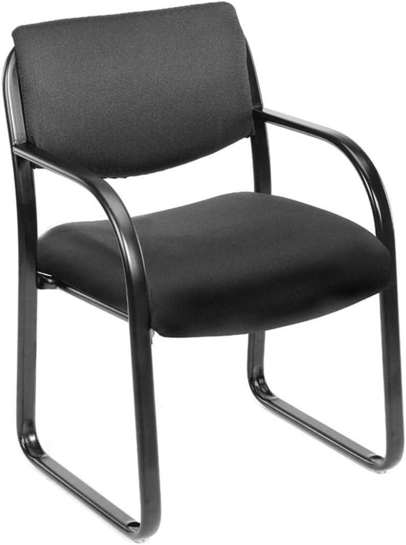 Black Fabric and Steel Mid-Back Guest Chair with Fixed Arms