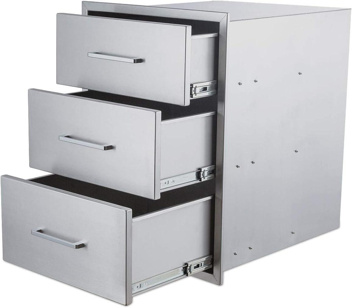17W30H21D Inch Outdoor Kitchen Drawers Stainless Steel Double Drawer w/Paper Towel Holder Combo Works with Your Grilling or Prep Zones for Outdoor BBQ Island