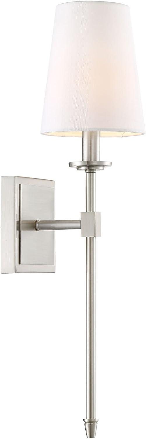 Torche 20" Transitional Wall Sconce with Linen Shade, Brushed Nickel