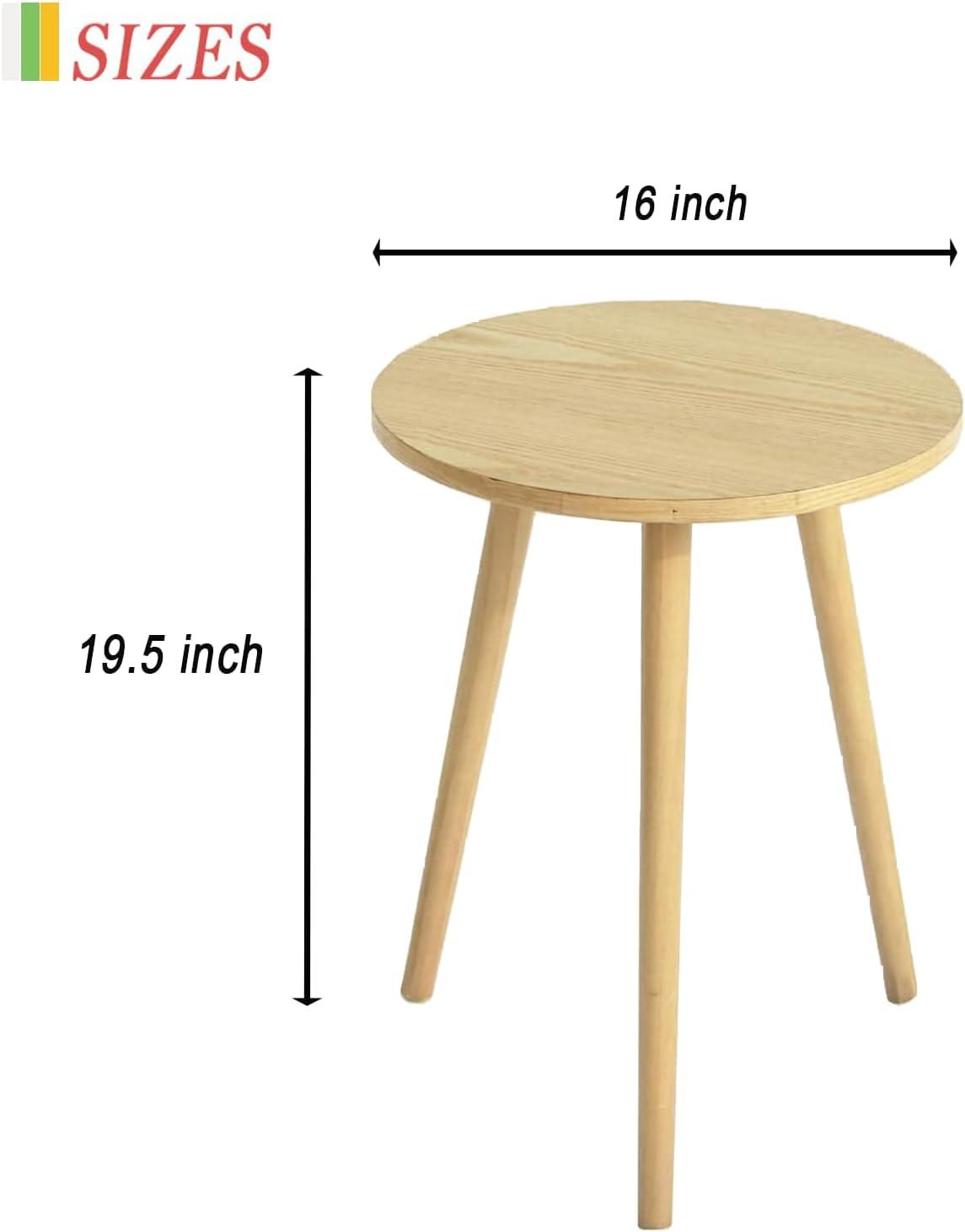 Natural Walnut Round Wood Side Table with Triangular Legs