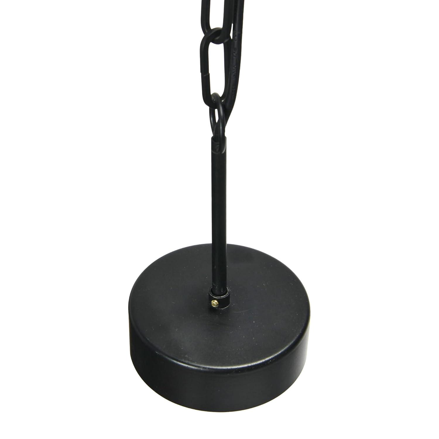 Creative Co-Op Geometric Wood and Metal Ceiling Light, Black