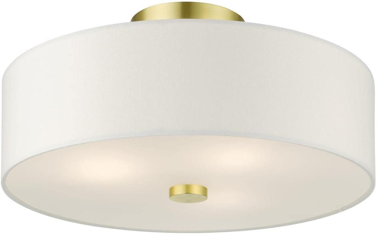 Livex Lighting Meridian 3 - Light Semi-Flush Mount in  Satin Brass