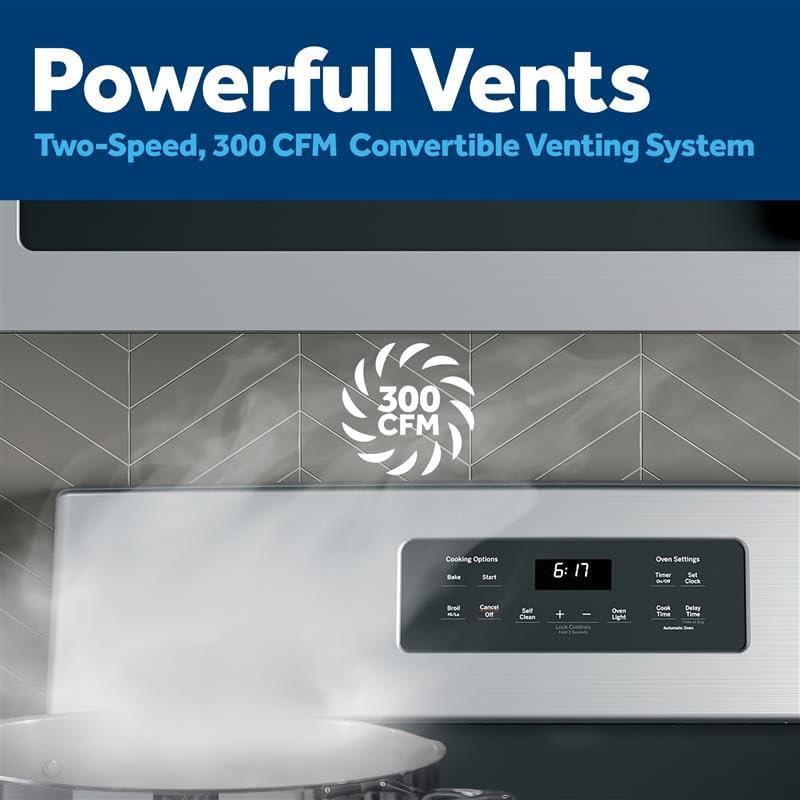 Black Over-the-Range Microwave for RV with Recirculating Venting