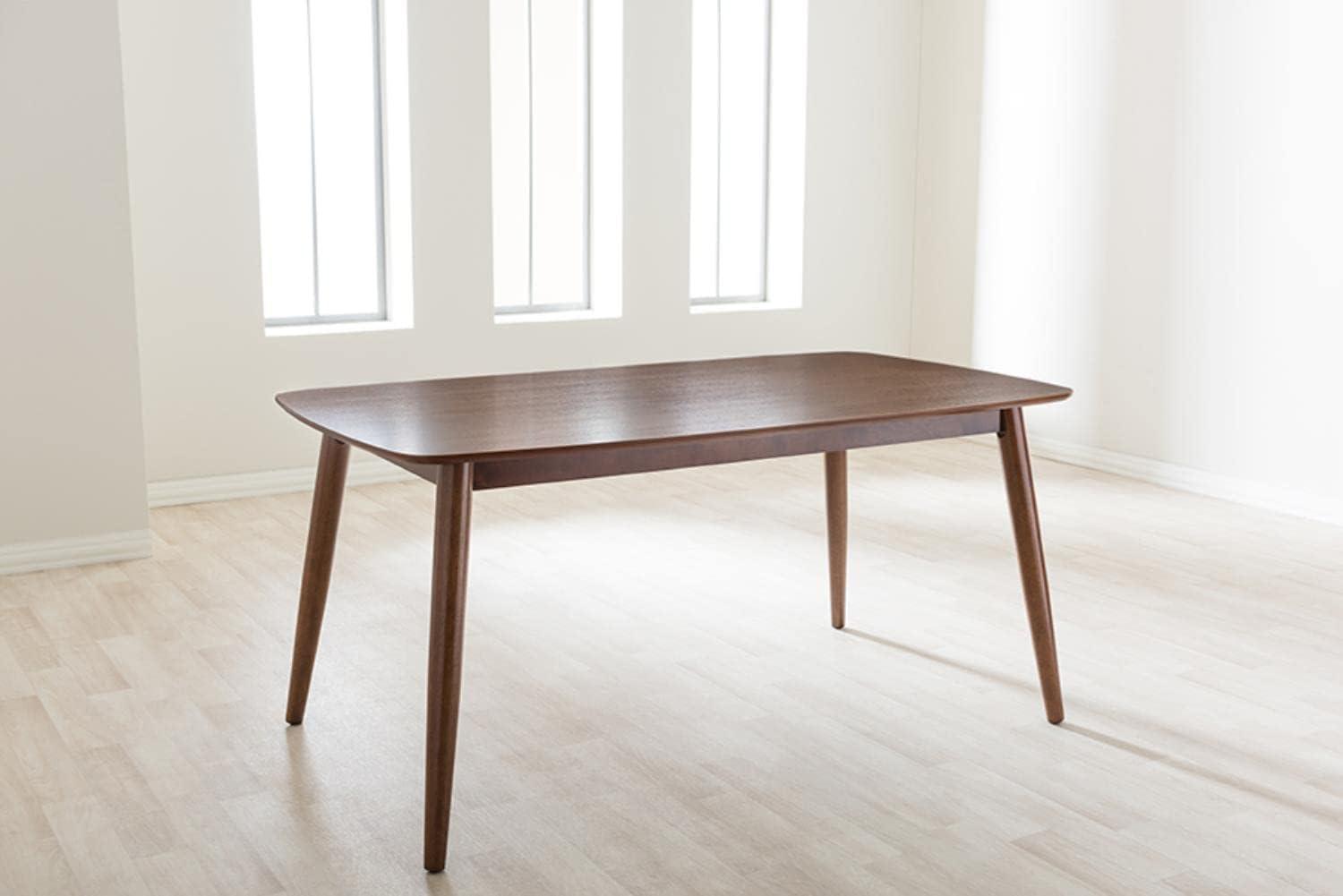 Baxton Studio Flora Mid-Century Modern "Oak" Medium Brown Finishing Wood Dining Table