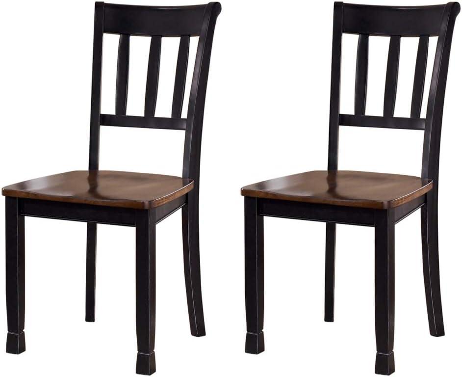Signature Design by Ashley Owingsville Modern Farmhouse Dining Room Side Chair, Set of 2, Black and Brown
