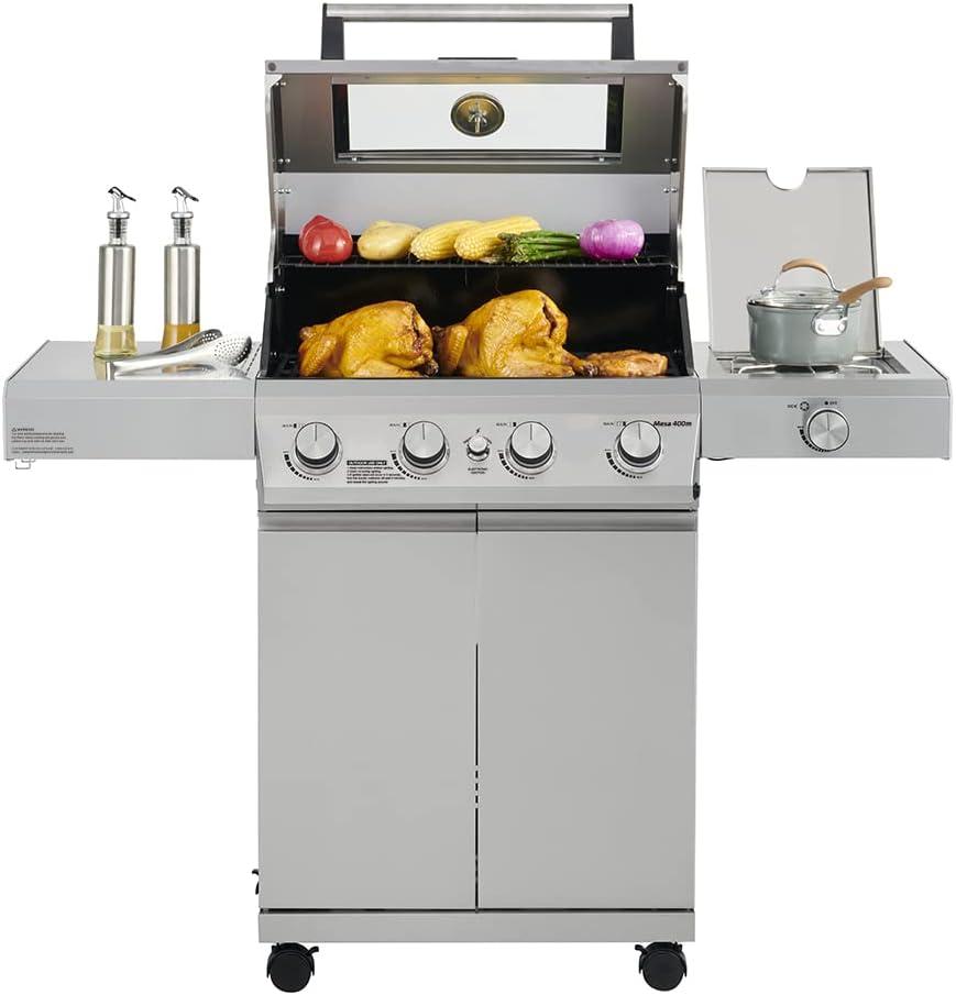 Monument Grills Mesa 400M 4-Burner Liquid Propane 52000 BTU Gas Grill with Side Burner and Cabinet