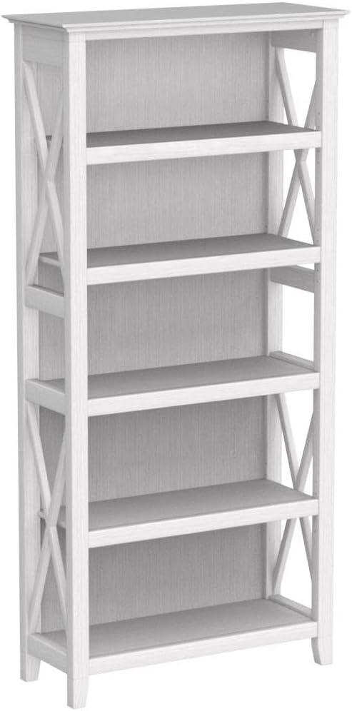 Pure White Oak Adjustable Tall 5 Shelf Bookcase Set