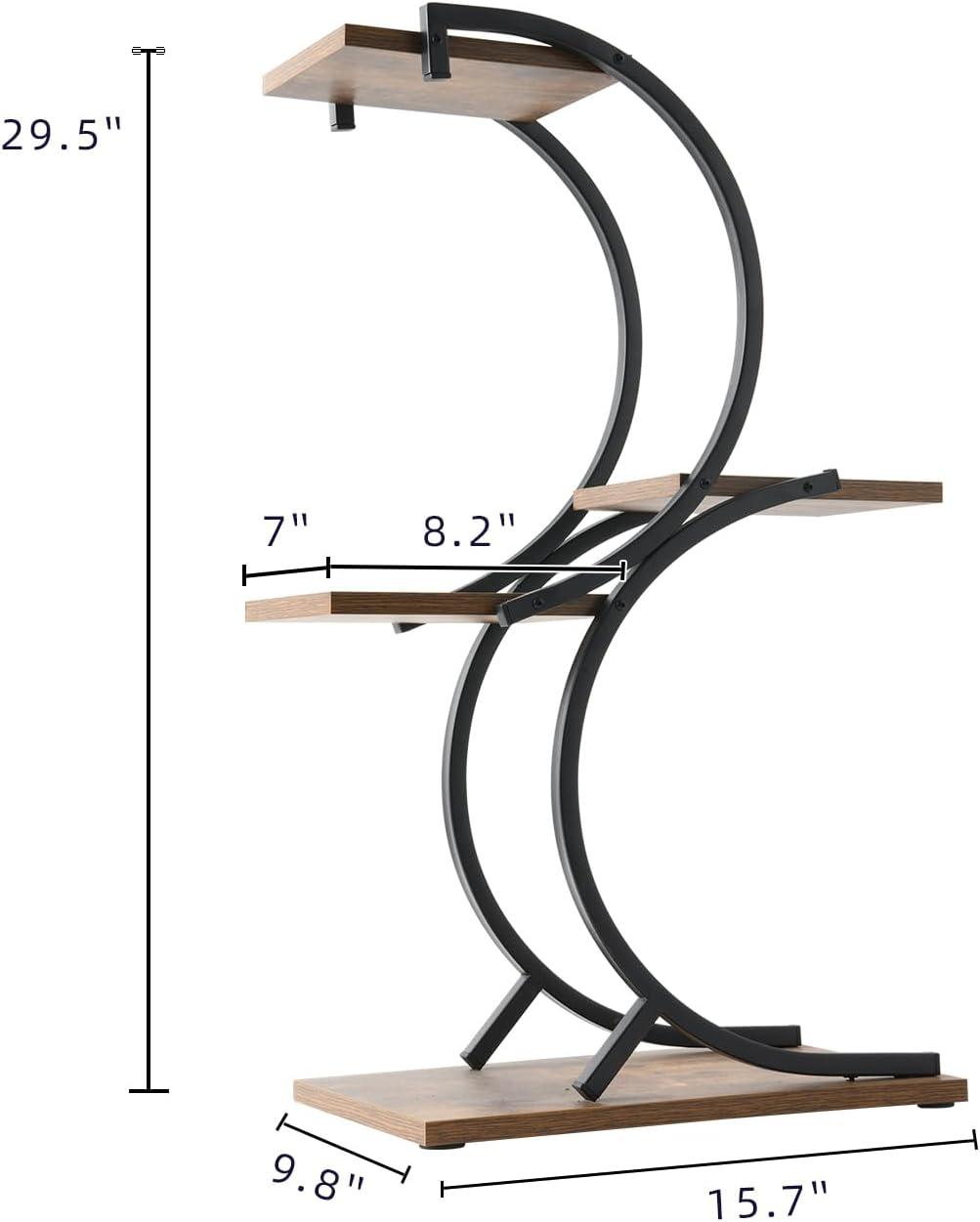 Black Iron and Wood 4-Tier Indoor Plant Stand