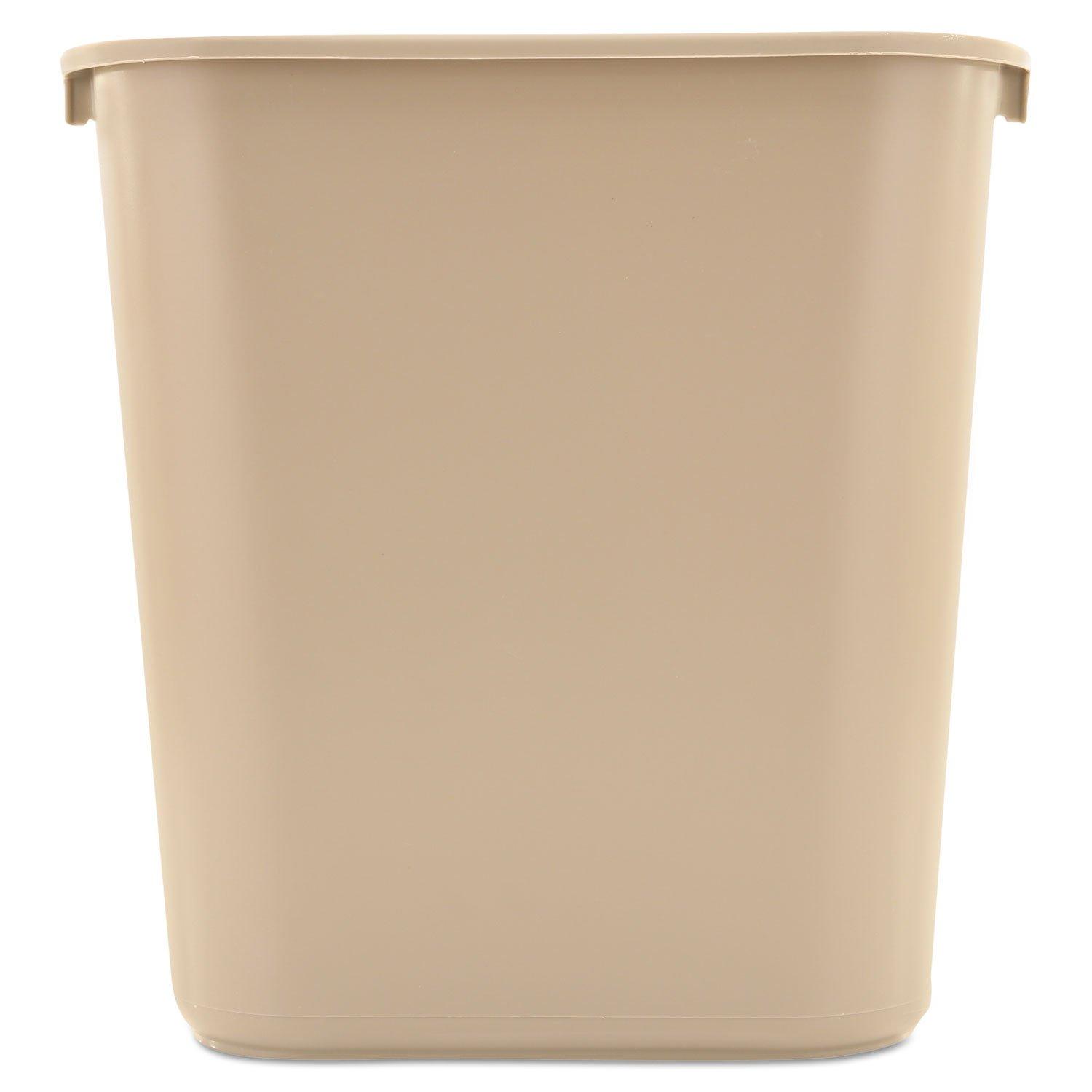 Beige 28-Quart Rectangular Plastic Office Wastebasket