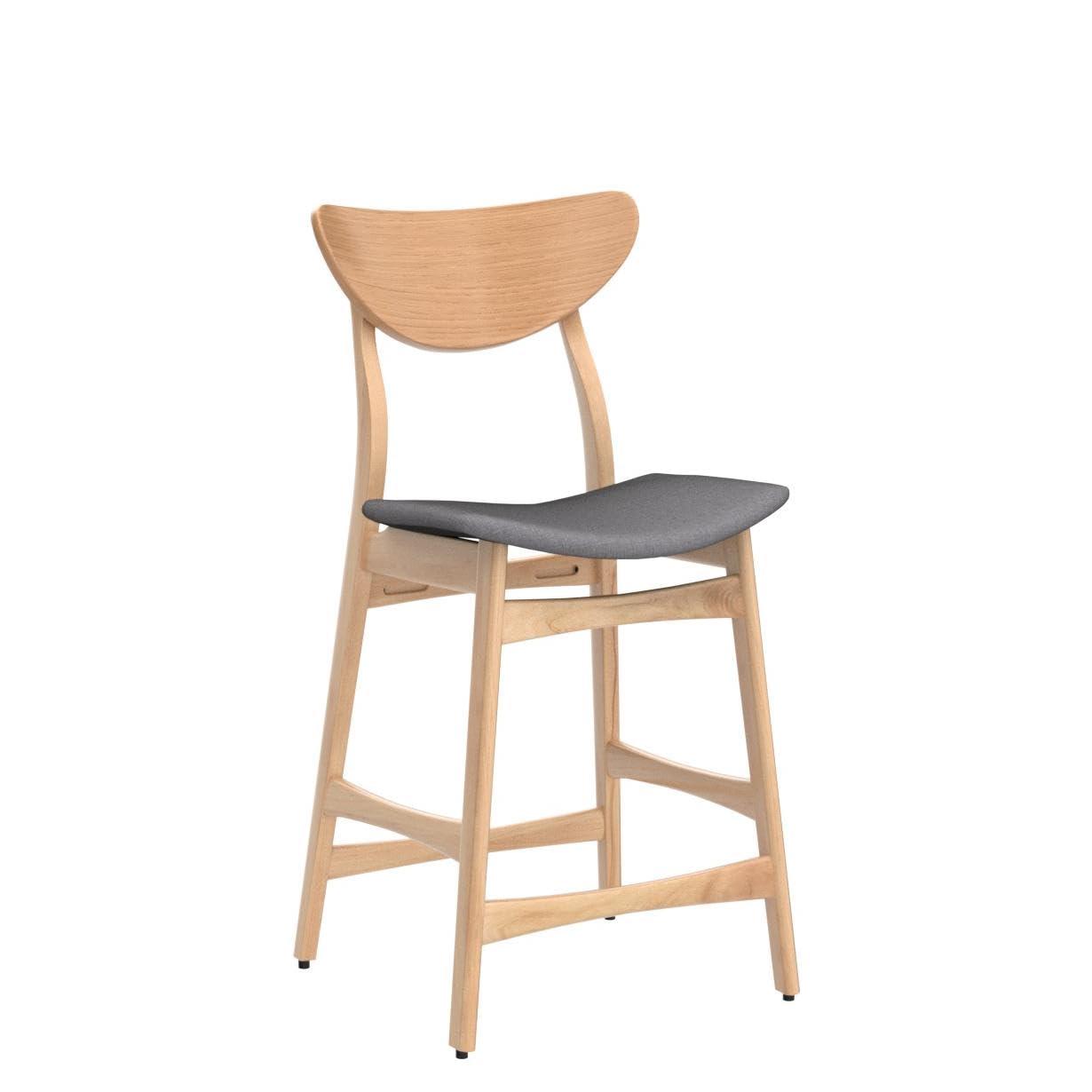 Set of 2 24" Gavin Natural Frame Counter Height Barstools Dark Gray - Christopher Knight Home: Upholstered, Rubberwood Legs