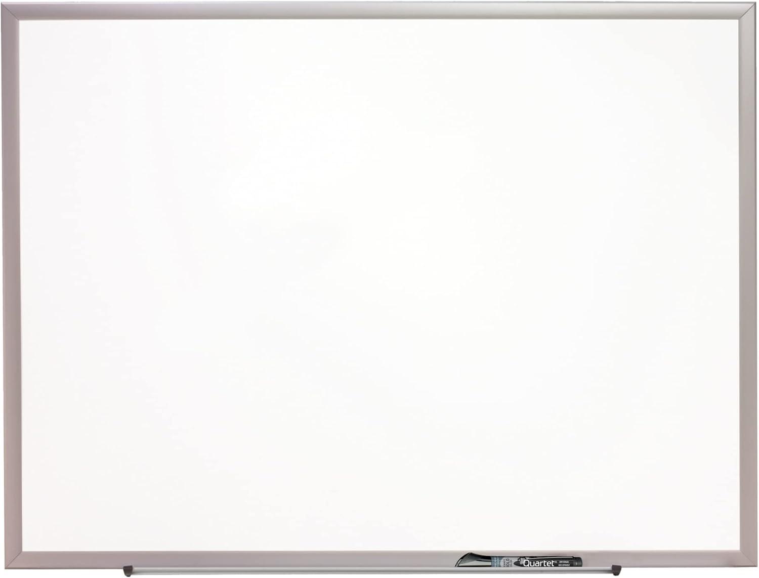 Quartet 48" x 36" Magnetic Porcelain Whiteboard with Silver Frame