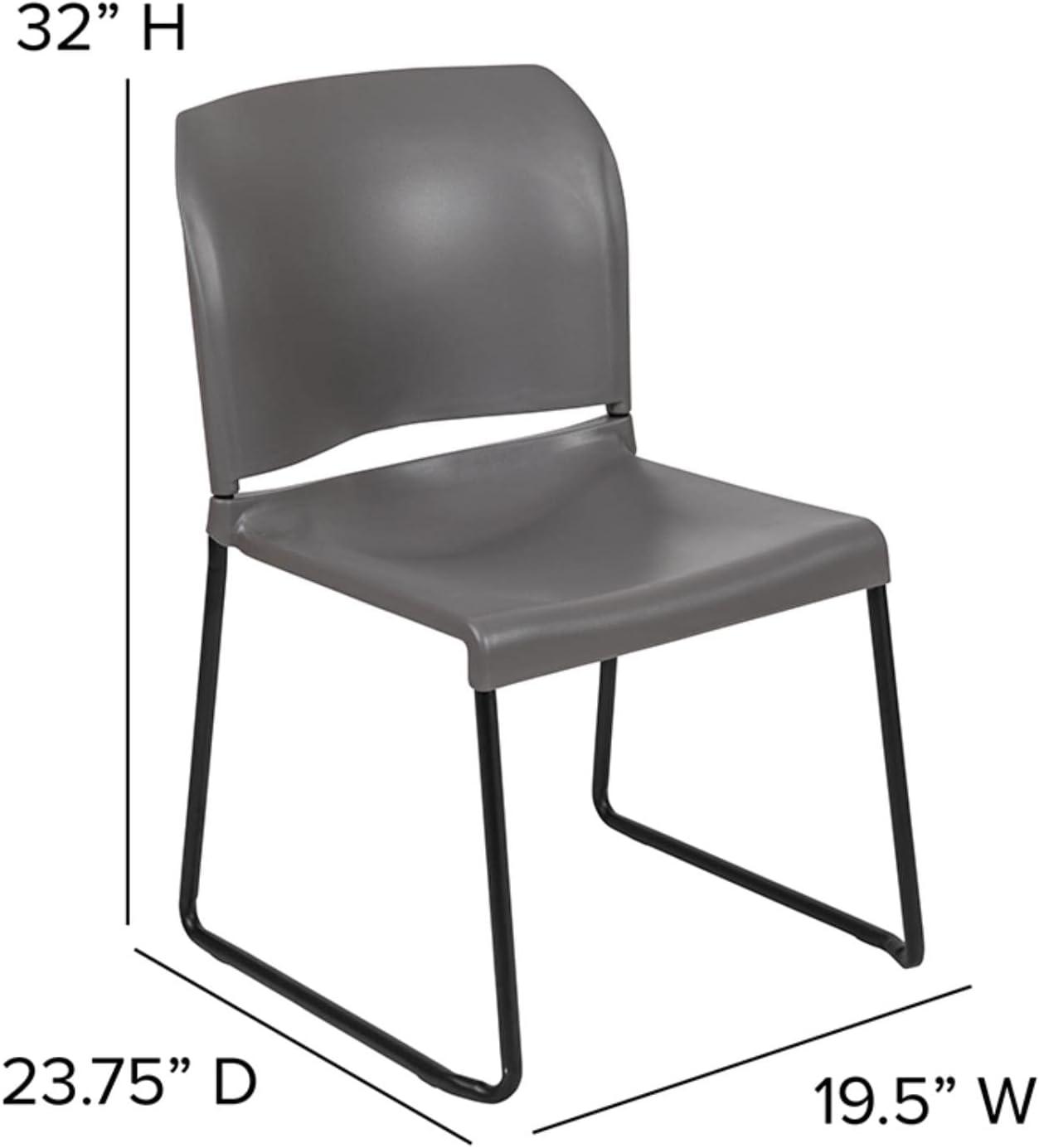 Gray Metal Armless Stacking Chair with Full Back