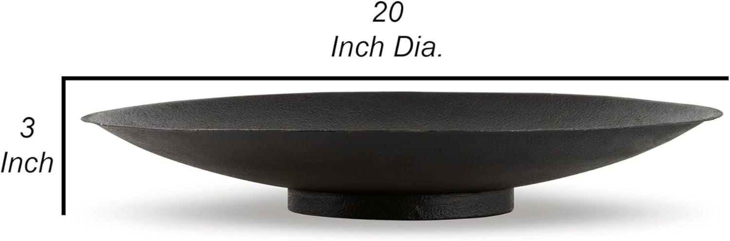 20'' Black and Dark Brown Antiqued Metal Display Bowl