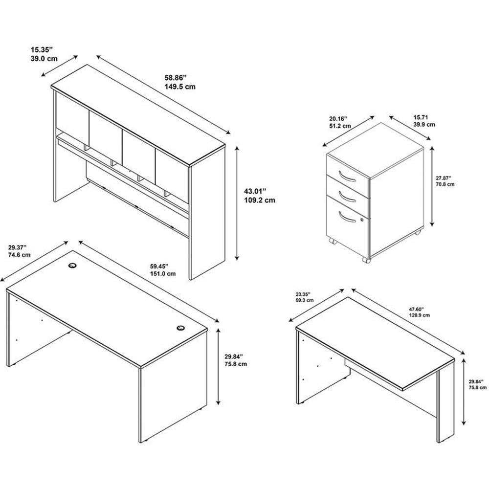 Series C 60W L Shaped Executive Desk with Hutch