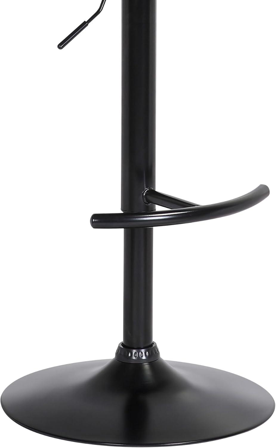 Larisa Adjustable Black Wood Bar Stool in Black Faux Leather with Golden Bronze and Black Metal