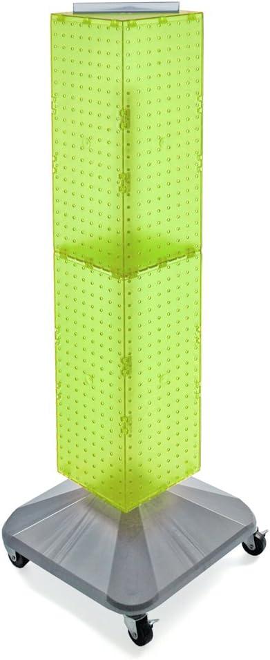 Azar Displays 703388-GRE Four-Sided Pegboard Floor Display on Revolving Wheeled Base. Spinner Rack Tower. Panel Size: 8"W x 40"H