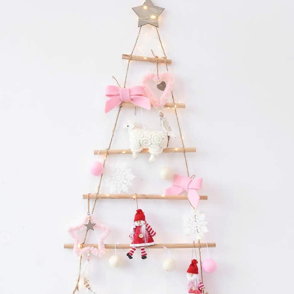 Rtyweth Wood Ladder Tree with Star Wall Hanging Twig Tree, christmas tree ladder decor, Ladde Branch Wooden Hanging Wooden Ornaments T2L9