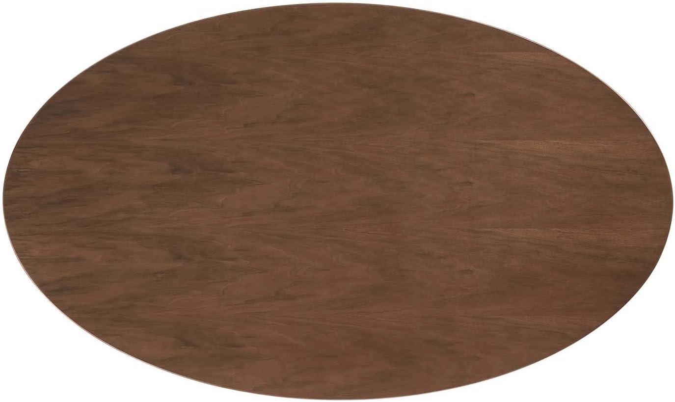 Modway Lippa 60" Oval Veneer and MDF Dining Table in Black/Walnut