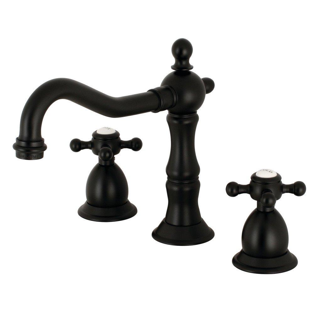 Kingston Brass Kingston Brass Heritage Two-Handle 3-Hole Deck Mount Widespread Bathroom Faucet with Brass Pop-Up Drain KS1977BX