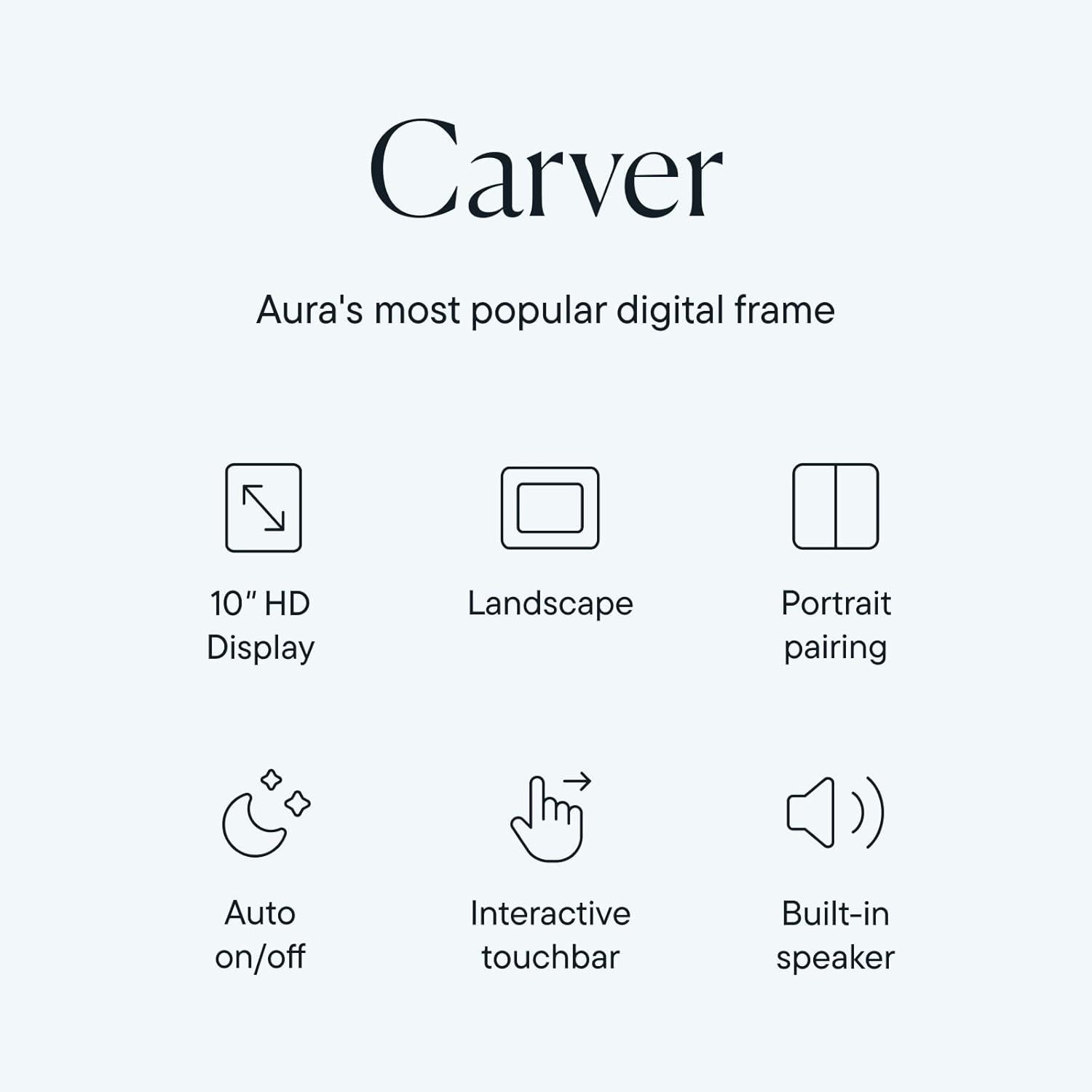 Aura Home 10.1" Carver Sea Salt Digital Photo Frame: Wi-Fi Enabled, 1280x800 LCD, No Battery Required