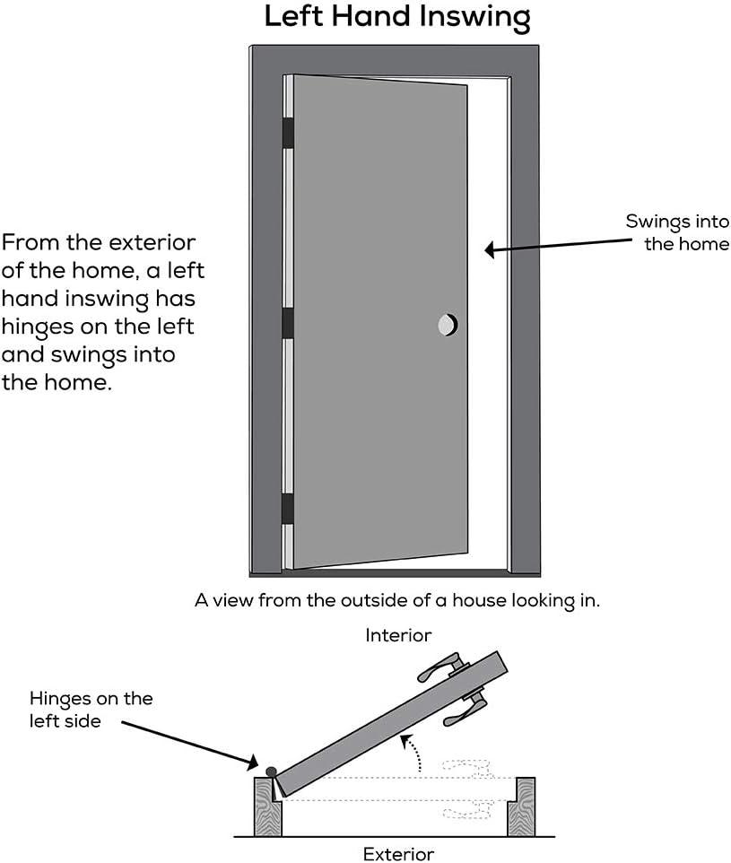 National Door Company Z000284L Fiberglass Smooth Primed, Left Hand in-Swing, Prehung Front Door, Wagon Wheel 1/4 Lite 4-Panel, Clear Glass, 34" x 80"