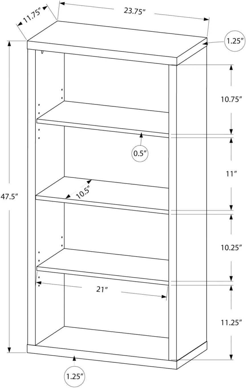 Bookshelf Bookcase Etagere 5 Tier 48"H Office Bedroom Laminate White