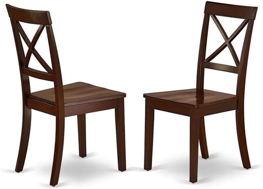 Boston Dining Room Chair with Wood Seat - Black & Cherry - Set of 2