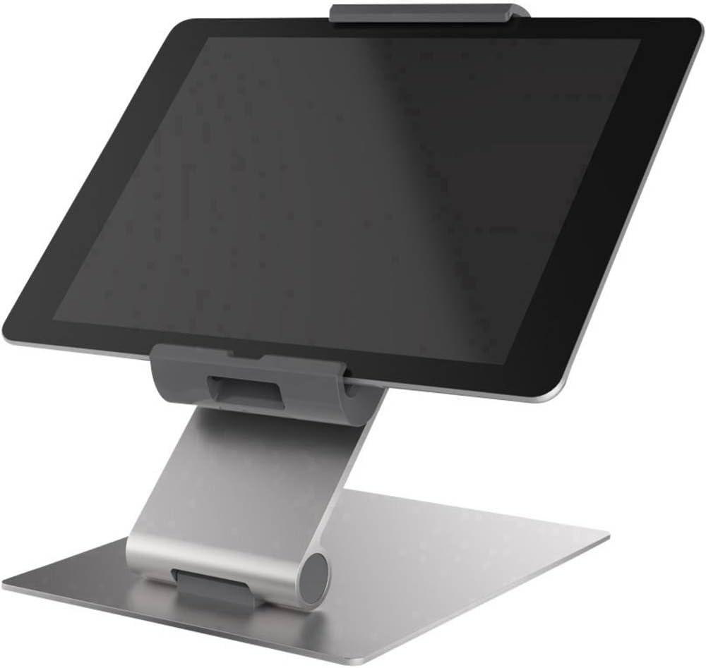DURABLE Tablet Holder Desk Stand (7-13 Inches, 360 Degrees Rotation with Anti-Theft Device) Silver/Charcoal (893023)