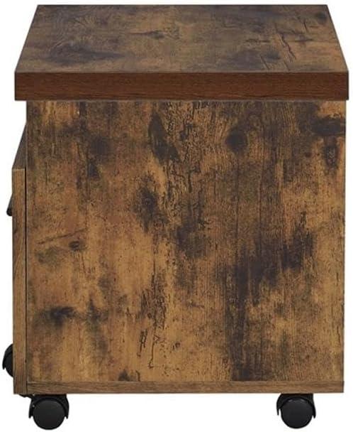 Weathered Oak Mobile File Cabinet with Drawer and Open Storage